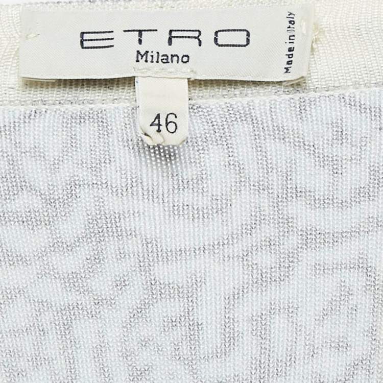 Pre Owned Etro Multicolor Printed Jersey Open Front Cardigan L