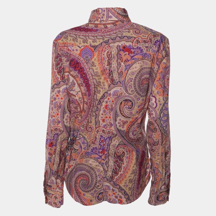 مملوكة مسبقًا Etro Multicolor Paisley Printed Cotton Button Front Shirt L
