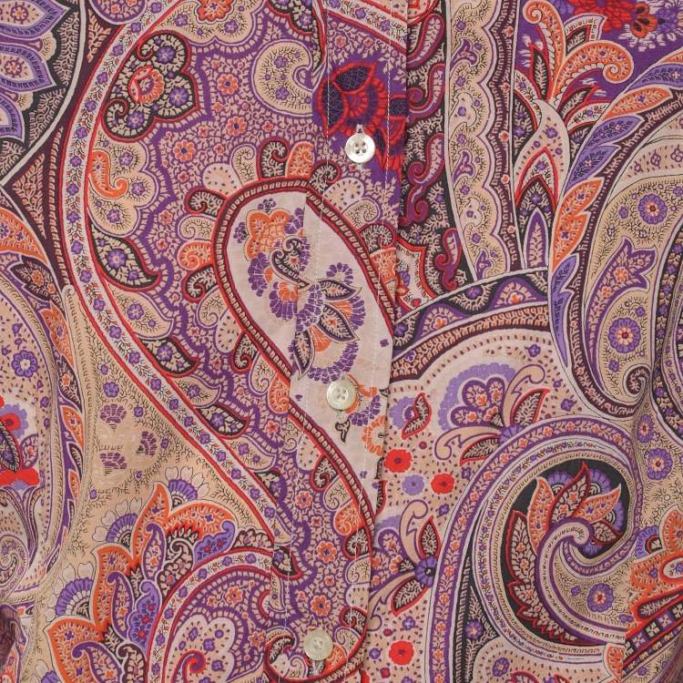 مملوكة مسبقًا Etro Multicolor Paisley Printed Cotton Button Front Shirt L