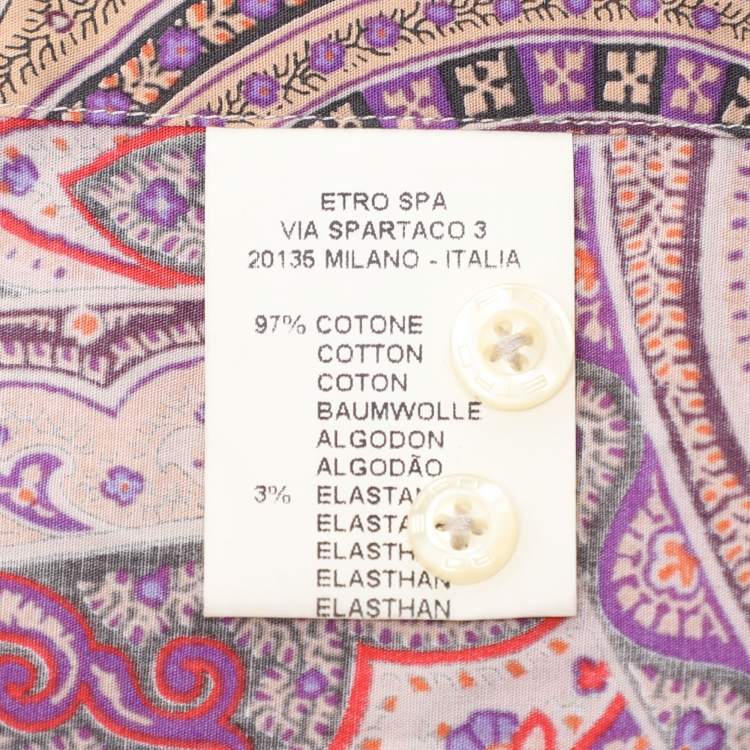 مملوكة مسبقًا Etro Multicolor Paisley Printed Cotton Button Front Shirt L