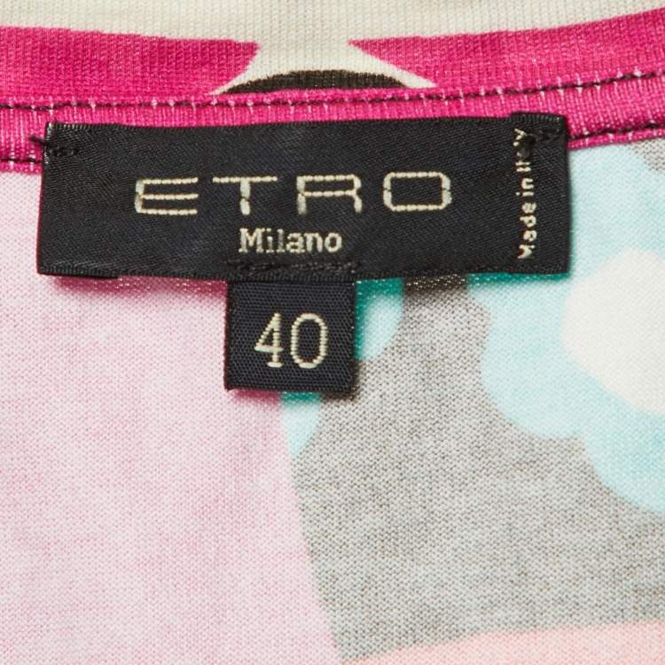 Pre Owned Etro Multicolor Printed Cotton Crew Neck T-Shirt S
