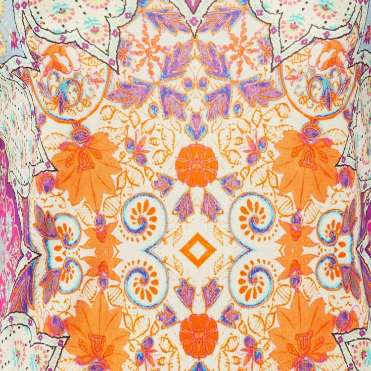 Pre Owned Etro Multicolor Paisley Print Silk Jersey Shift Dress M
