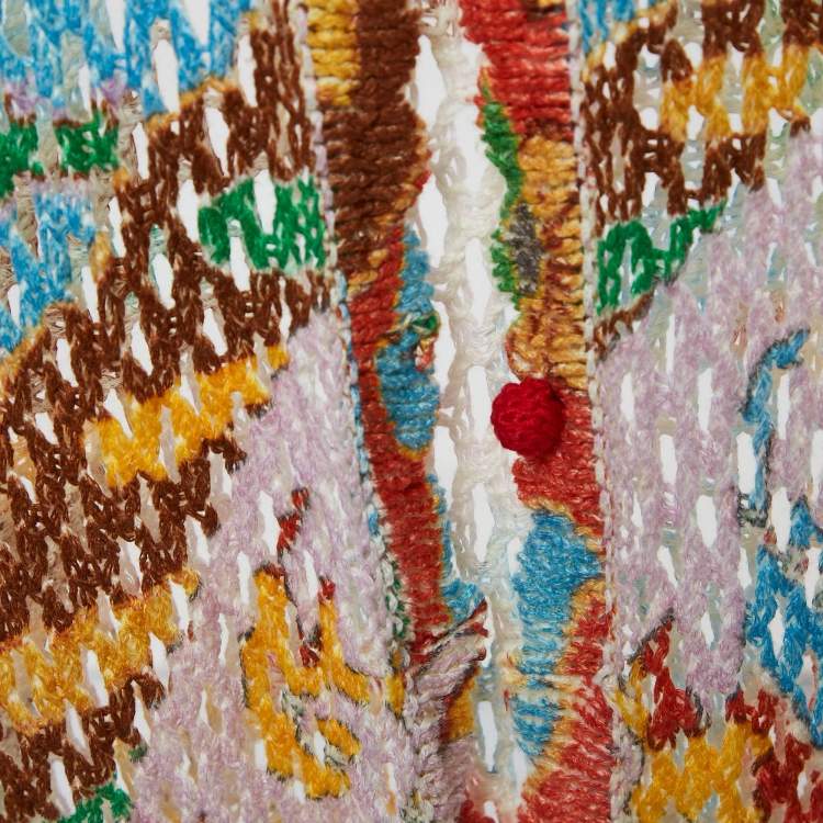 Pre Owned Etro Multicolor Patterned Linen Knit Button Front Long Cardigan M