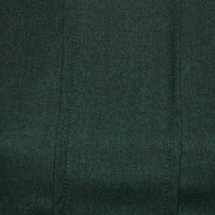 Pre Owned Etro Green Embroidered Wool Cap Sleeve Short Dress S
