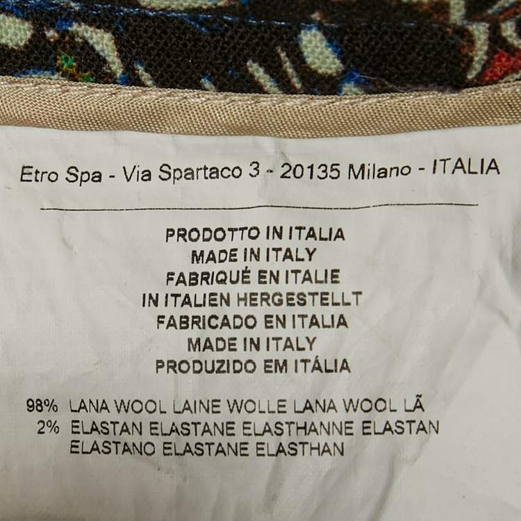 Pre Owned Etro Blue Printed Wool Pants S