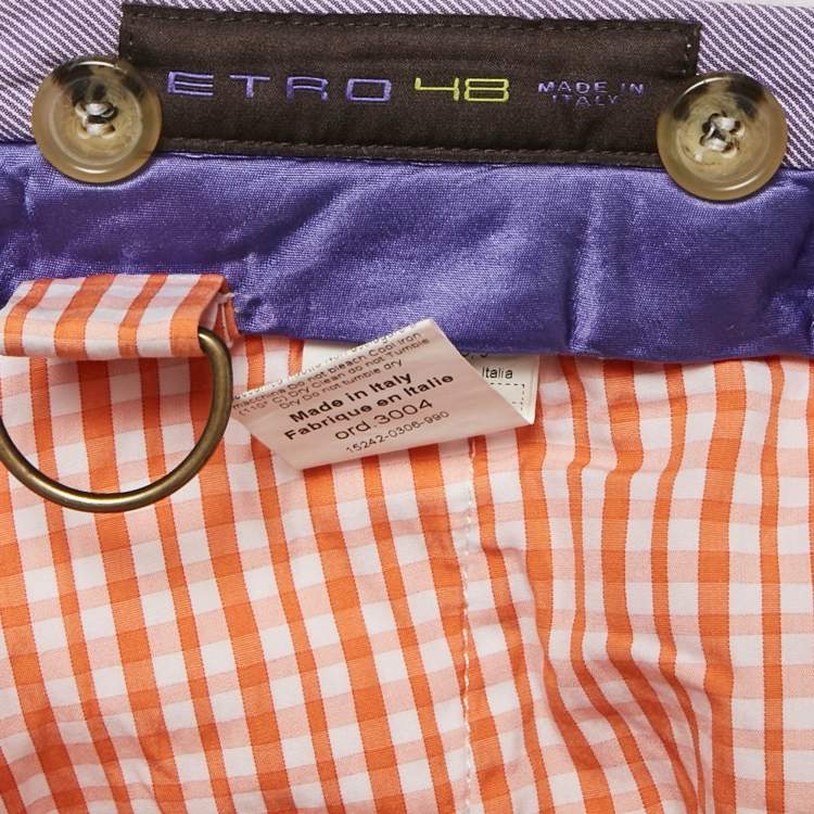 Pre Owned Etro White Denim Fur Detail Straight Pants L