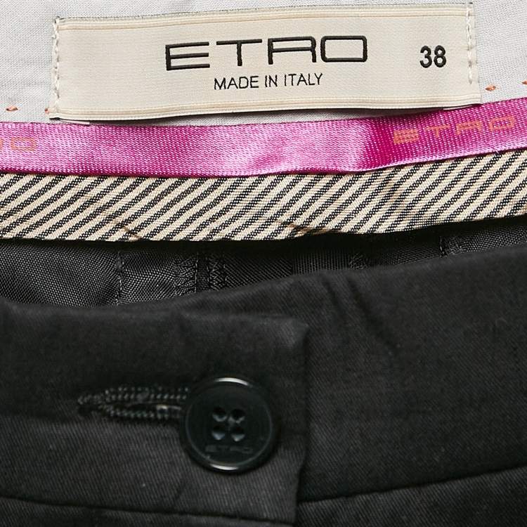 Pre Owned Etro Black Cotton Trousers S