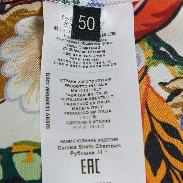 مملوكة مسبقًا Etro Multicolor Floral Print Silk Button Front Shirt XL 
