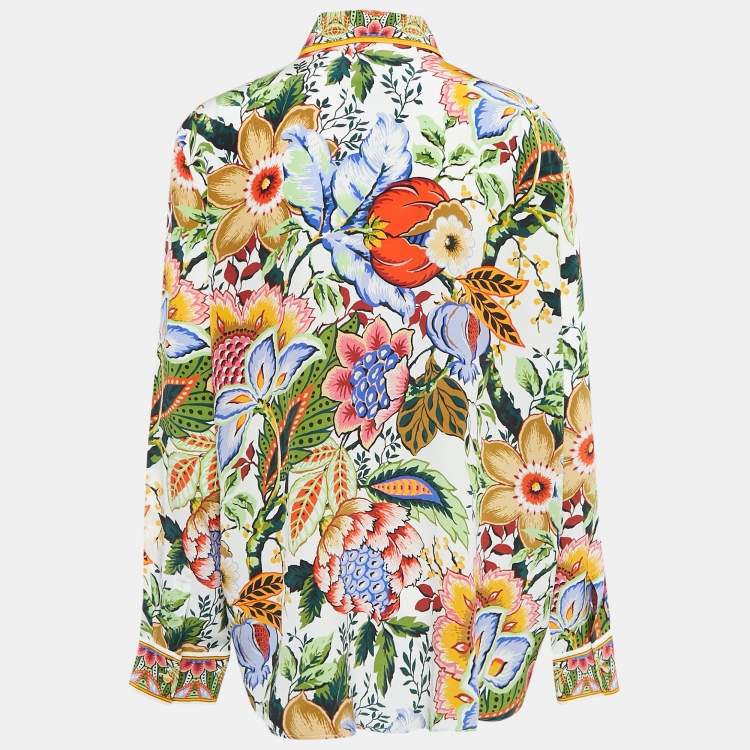 مملوكة مسبقًا Etro Multicolor Floral Print Silk Button Front Shirt XL 