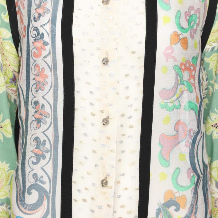 Pre Owned Etro Multicolor Printed Button Front Blouse M