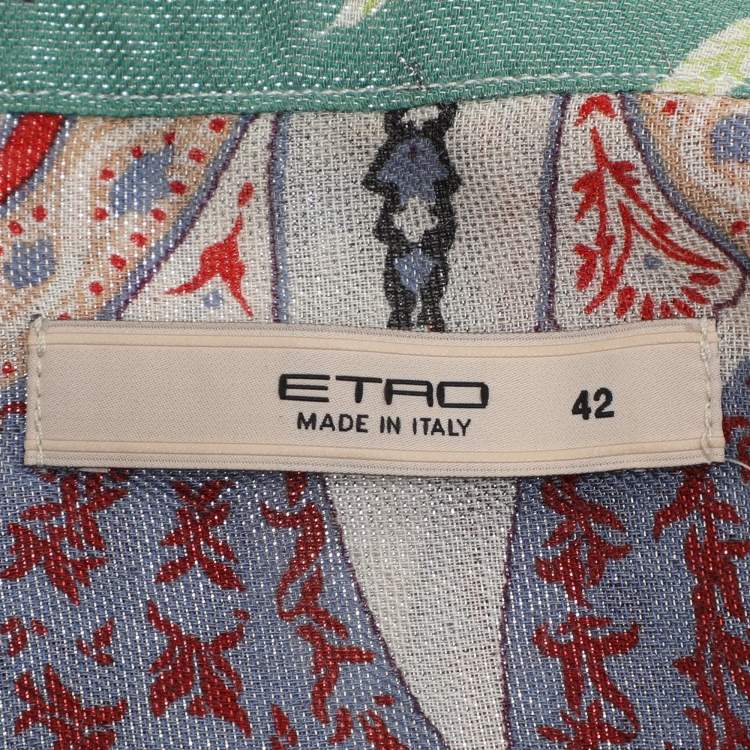 Pre Owned Etro Multicolor Printed Button Front Blouse M