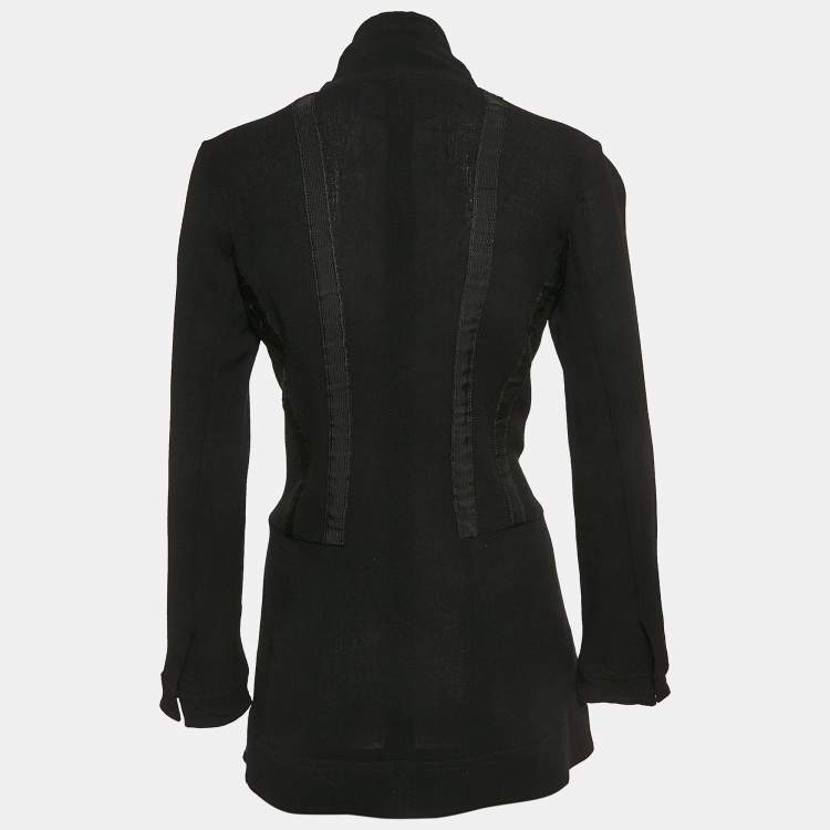 Pre Owned Etro Black Wool Blend Front Tie Detail Jacket S