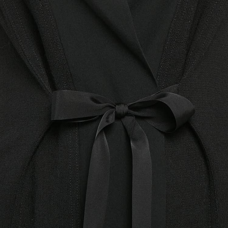 Pre Owned Etro Black Wool Blend Front Tie Detail Jacket S