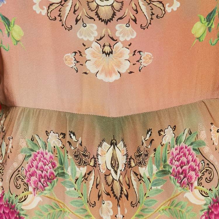 Pre Owned Etro Multicolor Floral Silk Ruffled Maxi Dress M