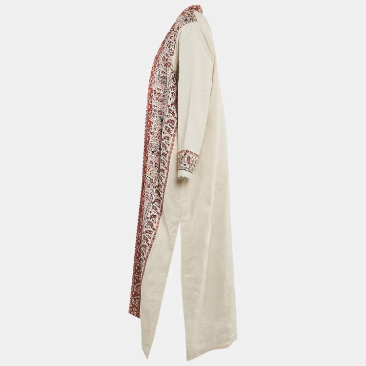 Pre Owned Etro Multicolor/Beige Paisley Jacquard Open Front Overcoat M