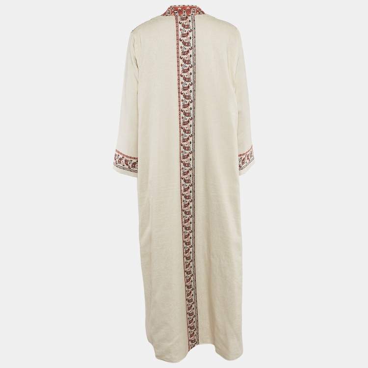 Pre Owned Etro Multicolor/Beige Paisley Jacquard Open Front Overcoat M