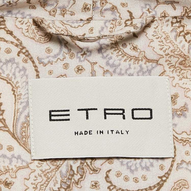 Pre Owned Etro Multicolor/Beige Paisley Jacquard Open Front Overcoat M