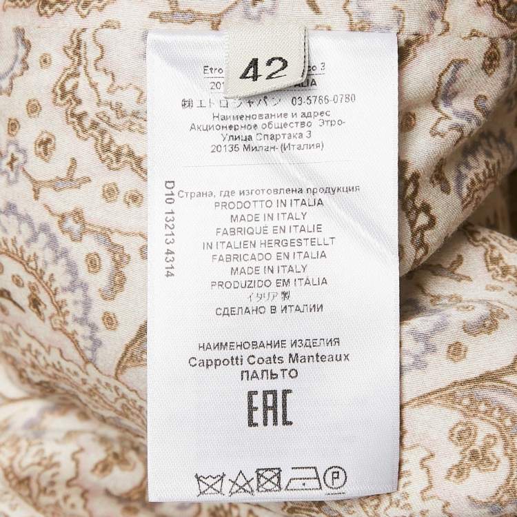Pre Owned Etro Multicolor/Beige Paisley Jacquard Open Front Overcoat M