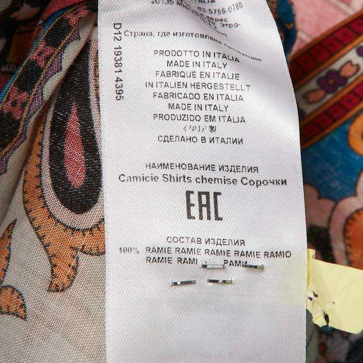 Pre Owned Etro Red Paisley Print Ramie Long Sleeve Shirt M