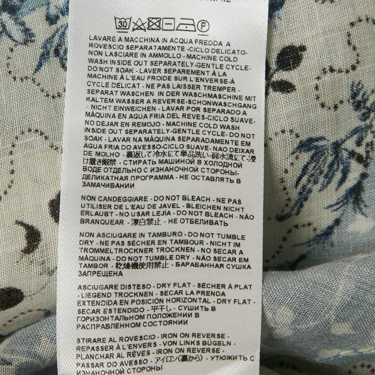 Pre Owned Etro Blue/Multicolor Printed Ramie Button Front Tunic Shirt S