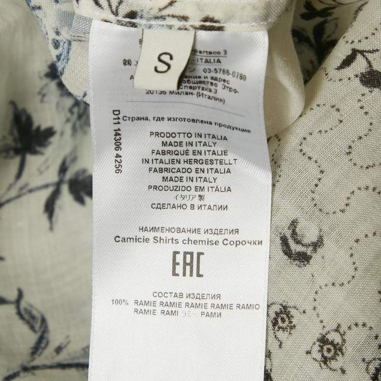 Pre Owned Etro Blue/Multicolor Printed Ramie Button Front Tunic Shirt S