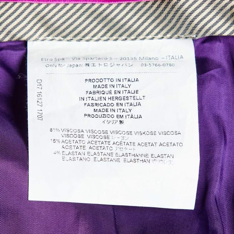 Pre Owned Etro Purple Crepe Tailored Pants M