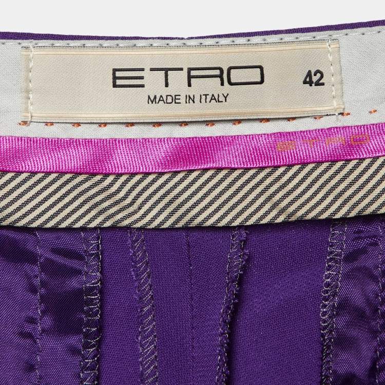 Pre Owned Etro Purple Crepe Tailored Pants M