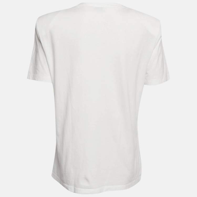Pre Owned Etro White Applique Jersey Structured Shoulder T-Shirt S