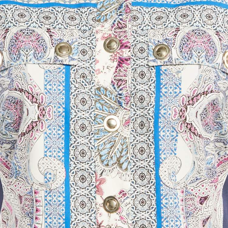Pre Owned Etro Navy Blue Printed Cotton Short Dress M