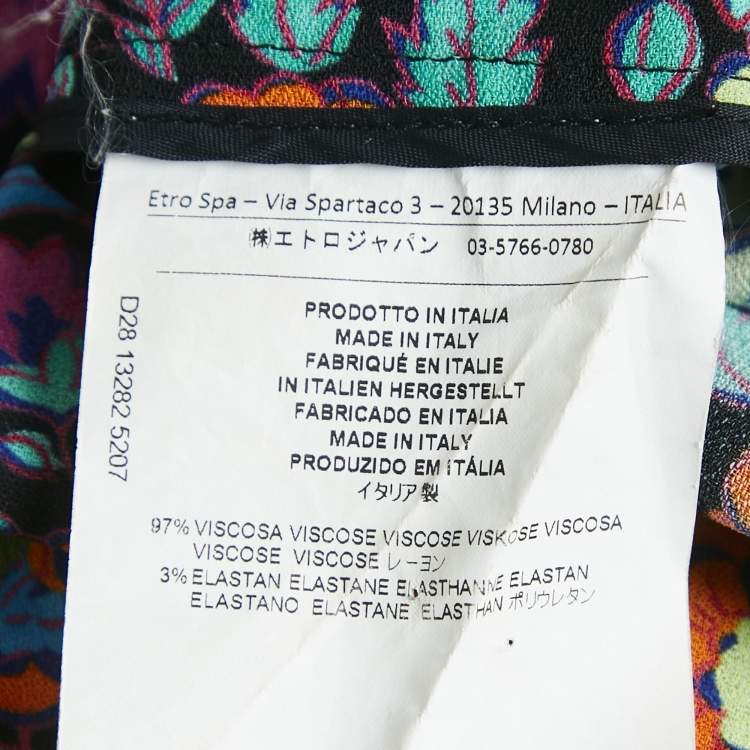 Pre Owned Etro Multicolor Floral Print Crepe Flared Maxi Skirt M