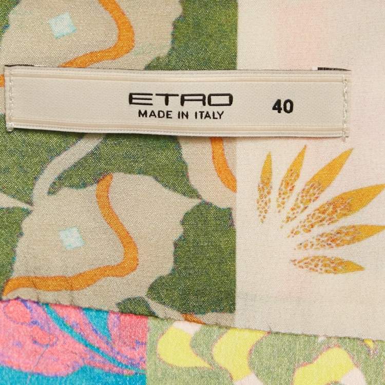 مملوكة مسبقًا Etro Multicolor Printed Silk Blouse Tie-Up Blouse S