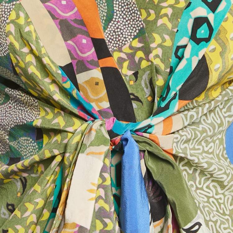 مملوكة مسبقًا Etro Multicolor Printed Silk Blouse Tie-Up Blouse S