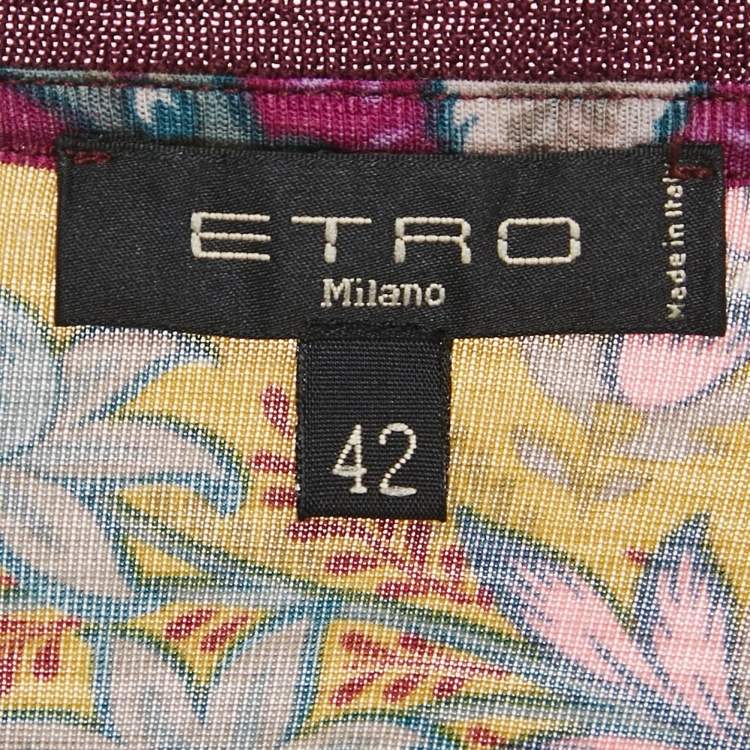 Pre Owned Etro Purple/Yellow Paisley Pattern Wool Knit Sweatshirt M