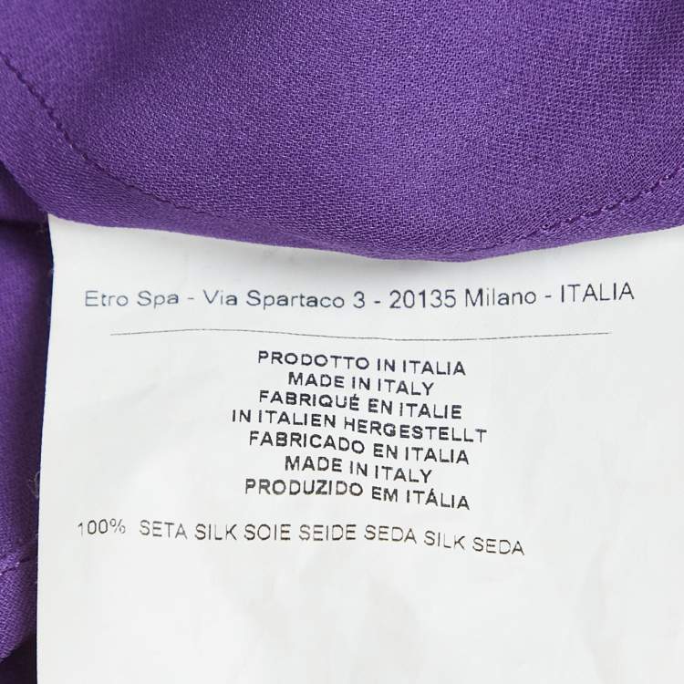 Pre Owned Etro Purple Silk Ruffled Shirt S