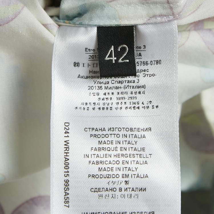 Pre Owned Etro White Floral Print Cotton Gathered Maxi Dress M