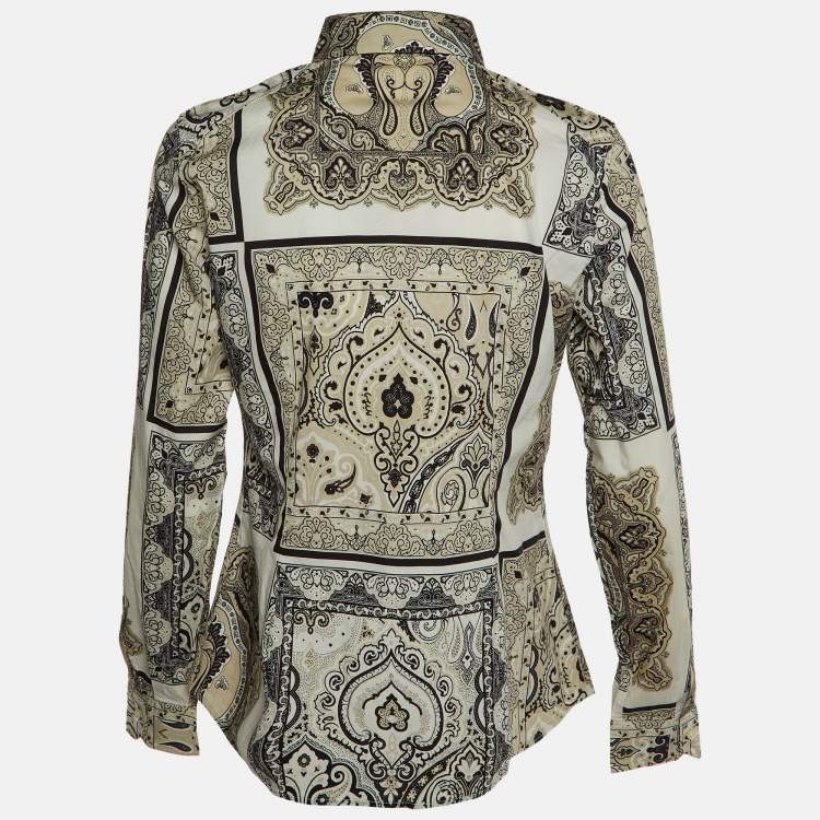 Pre Owned Etro Beige Paisley Print Cotton Button Front Shirt L