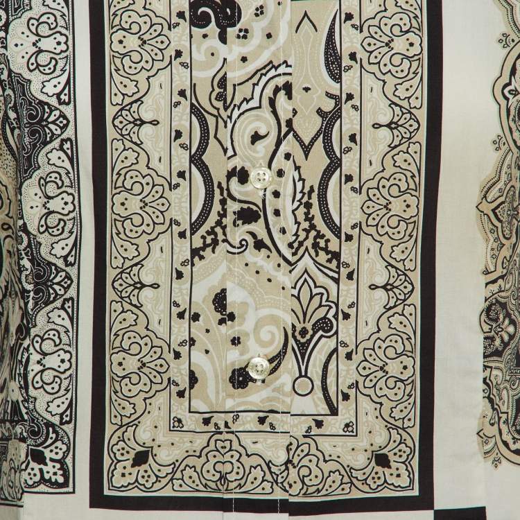 Pre Owned Etro Beige Paisley Print Cotton Button Front Shirt L