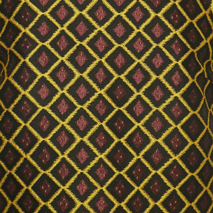 Pre Owned Etro Brown/Yellow Geometric Jacquard Blouse M