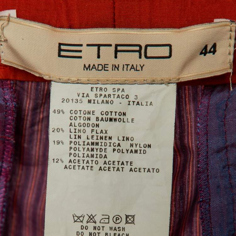Pre Owned Etro Purple Colorblock Striped Cotton & Linen Shorts M
