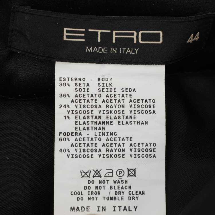 Pre Owned Etro Black Silk Velvet Ruffled Skirt M 