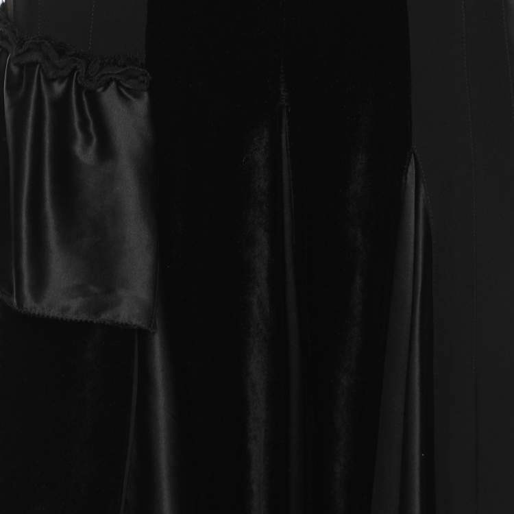 Pre Owned Etro Black Silk Velvet Ruffled Skirt M 