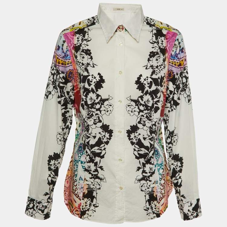 Pre Owned Etro White Floral Print Cotton Button Front Shirt XL