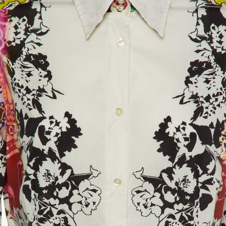Pre Owned Etro White Floral Print Cotton Button Front Shirt XL