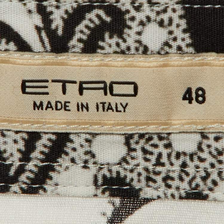مملوكة مسبقًا Etro White Paisley Print Cotton Button Front Shirt L