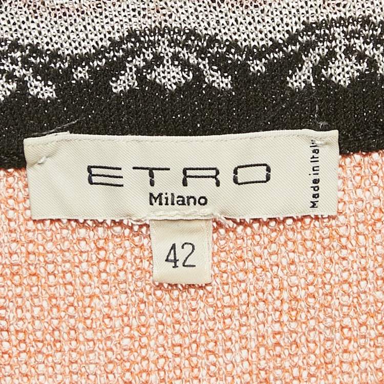 Pre Owned Etro Multicolor Patterned Knit Midi Skirt M
