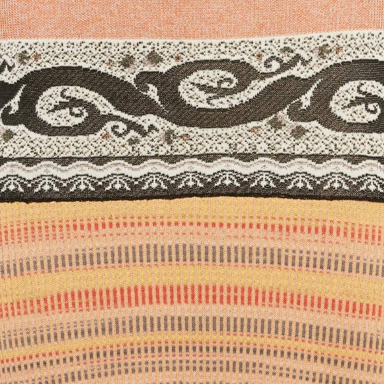 Pre Owned Etro Multicolor Patterned Knit Midi Skirt M