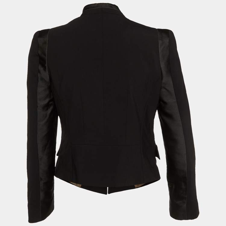 Pre Owned Etro Black Cady Button Front Fitted Jacket M