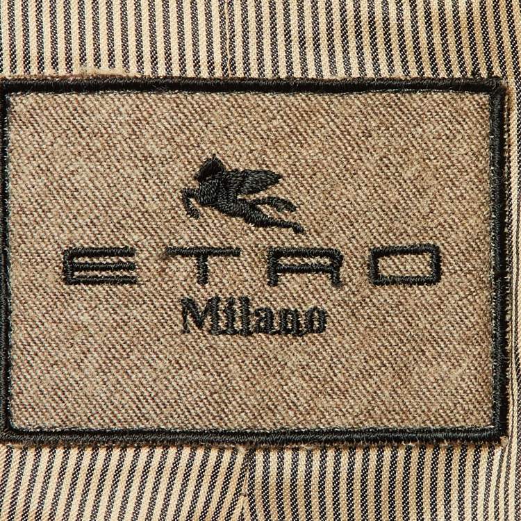 Pre Owned Etro Black Cady Button Front Fitted Jacket M