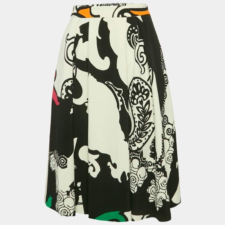 Pre Owned Etro Black/Cream Printed Jersey Short Skirt M