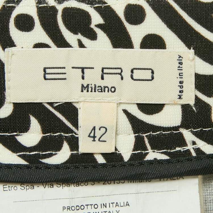 Pre Owned Etro Black/Cream Printed Jersey Short Skirt M